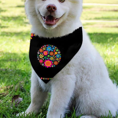 Colorful Flowers Yin Yang Print Over The Collar Dog Bandana
