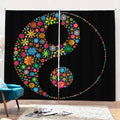 Colorful Flowers Yin Yang Print Pencil Pleat Curtains