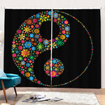 Colorful Flowers Yin Yang Print Pencil Pleat Curtains