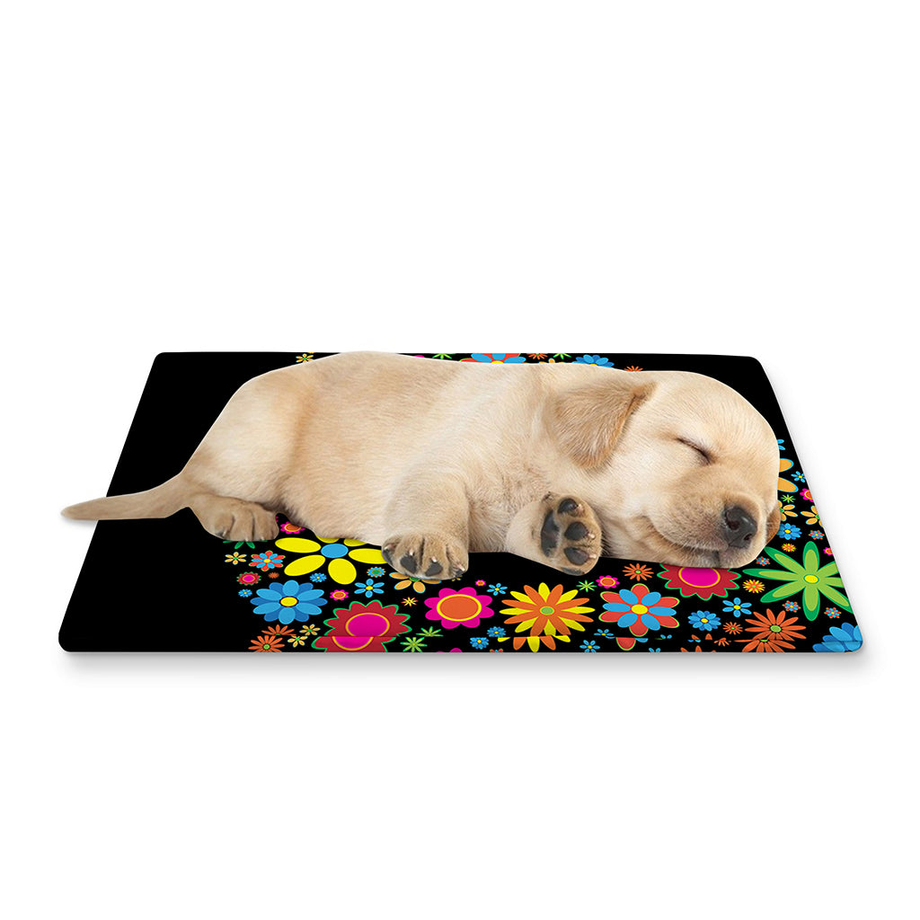 Colorful Flowers Yin Yang Print Pet Cooling Mat Cover