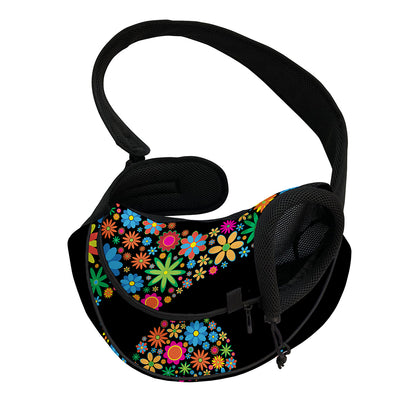 Colorful Flowers Yin Yang Print Pet Sling Carrier