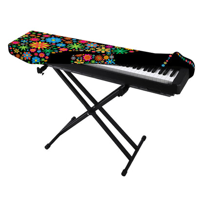 Colorful Flowers Yin Yang Print Piano Keyboard Cover