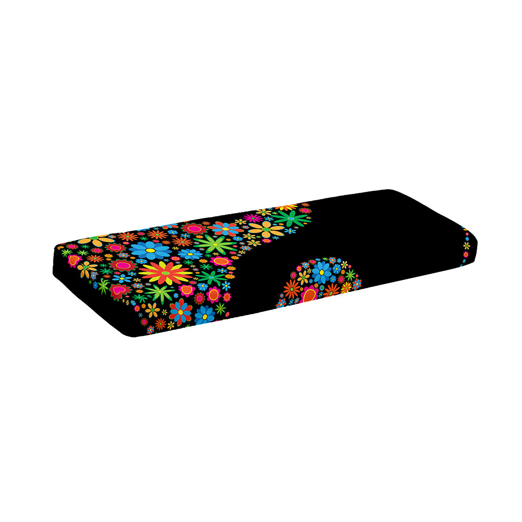 Colorful Flowers Yin Yang Print Piano Keyboard Cover