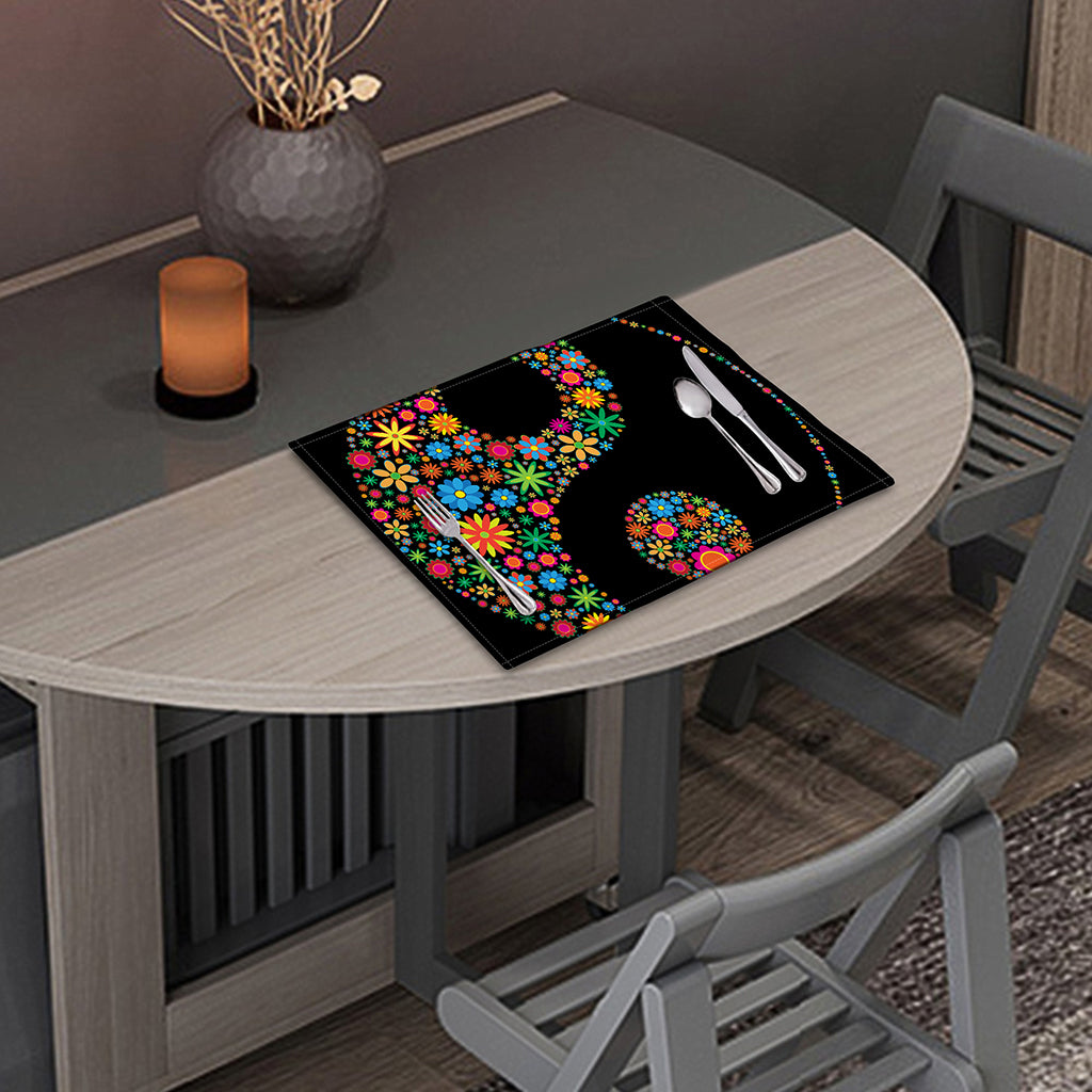 Colorful Flowers Yin Yang Print Placemat