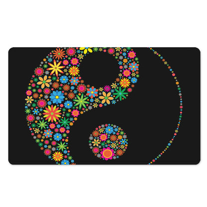 Colorful Flowers Yin Yang Print Polyester Doormat