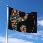Colorful Flowers Yin Yang Print Polyester Flag