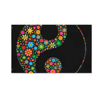 Colorful Flowers Yin Yang Print Polyester Flag