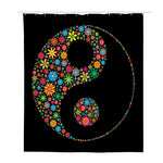 Colorful Flowers Yin Yang Print Polyester Shower Curtain