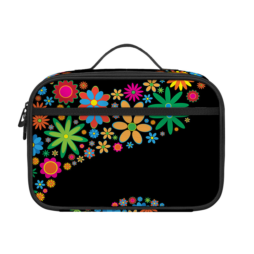 Colorful Flowers Yin Yang Print Portable Lunch Bag