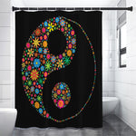 Colorful Flowers Yin Yang Print Premium Shower Curtain