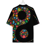 Colorful Flowers Yin Yang Print Rayon Hawaiian Shirt