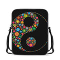 Colorful Flowers Yin Yang Print Rectangular Crossbody Bag
