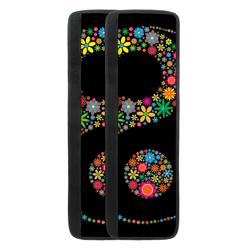 Colorful Flowers Yin Yang Print Refrigerator Handle Covers