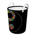 Colorful Flowers Yin Yang Print Round Laundry Basket