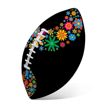 Colorful Flowers Yin Yang Print Rugby Ball