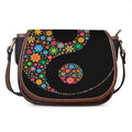 Colorful Flowers Yin Yang Print Saddle Bag