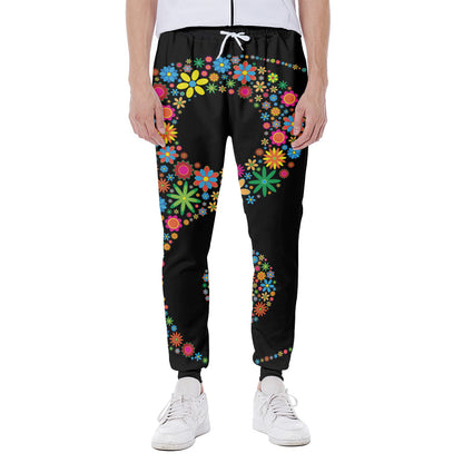 Colorful Flowers Yin Yang Print Scuba Joggers