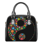 Colorful Flowers Yin Yang Print Shoulder Handbag