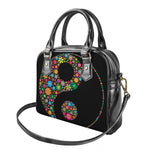 Colorful Flowers Yin Yang Print Shoulder Handbag