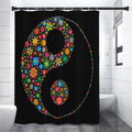 Colorful Flowers Yin Yang Print Shower Curtain
