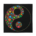 Colorful Flowers Yin Yang Print Silk Bandana