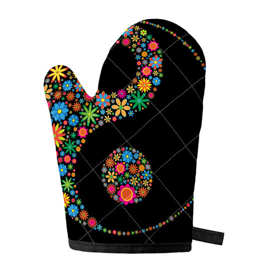 Colorful Flowers Yin Yang Print Single Oven Mitt
