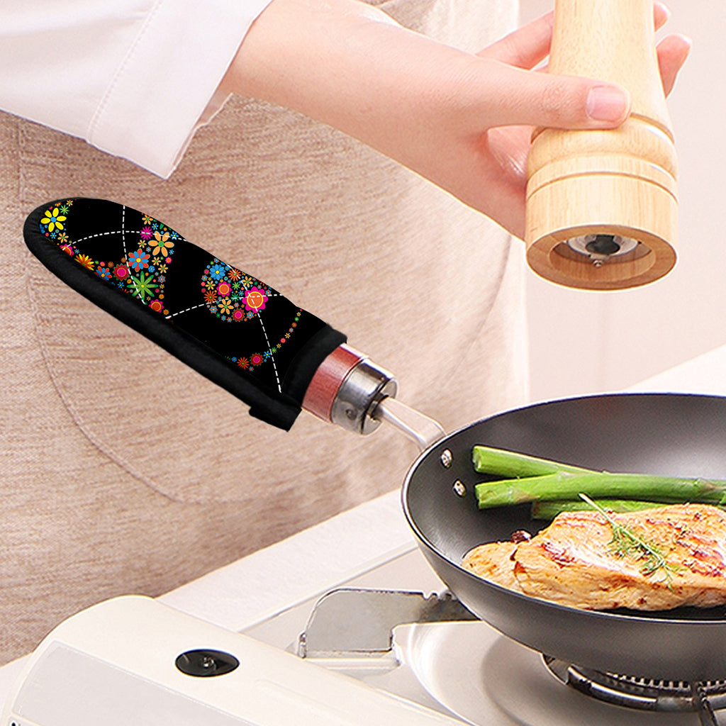 Colorful Flowers Yin Yang Print Skillet Handle Cover