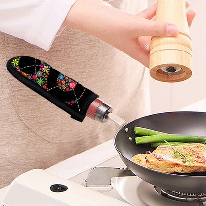 Colorful Flowers Yin Yang Print Skillet Handle Cover