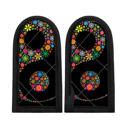 Colorful Flowers Yin Yang Print Skillet Handle Cover