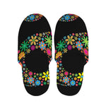 Colorful Flowers Yin Yang Print Slippers
