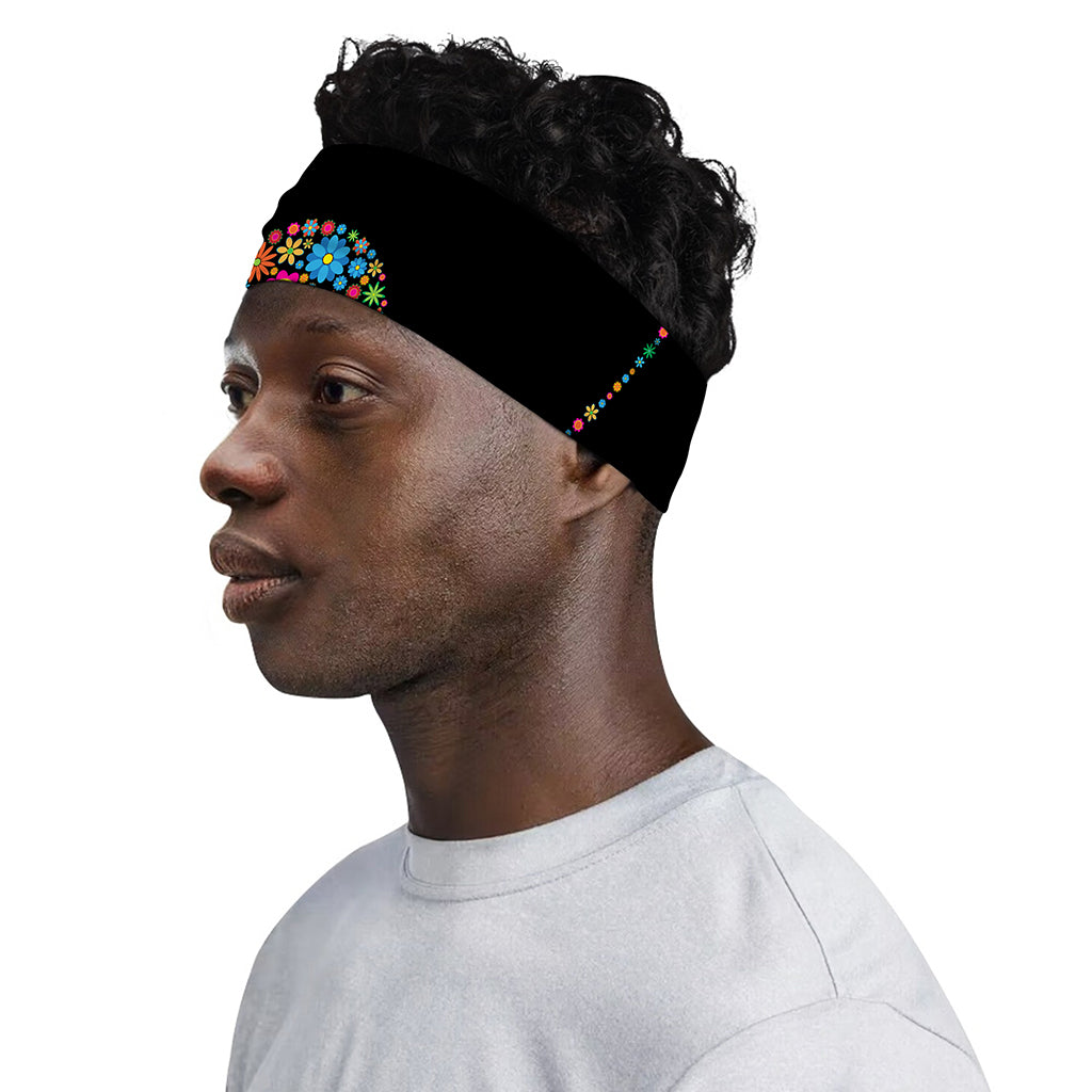 Colorful Flowers Yin Yang Print Sports Headband