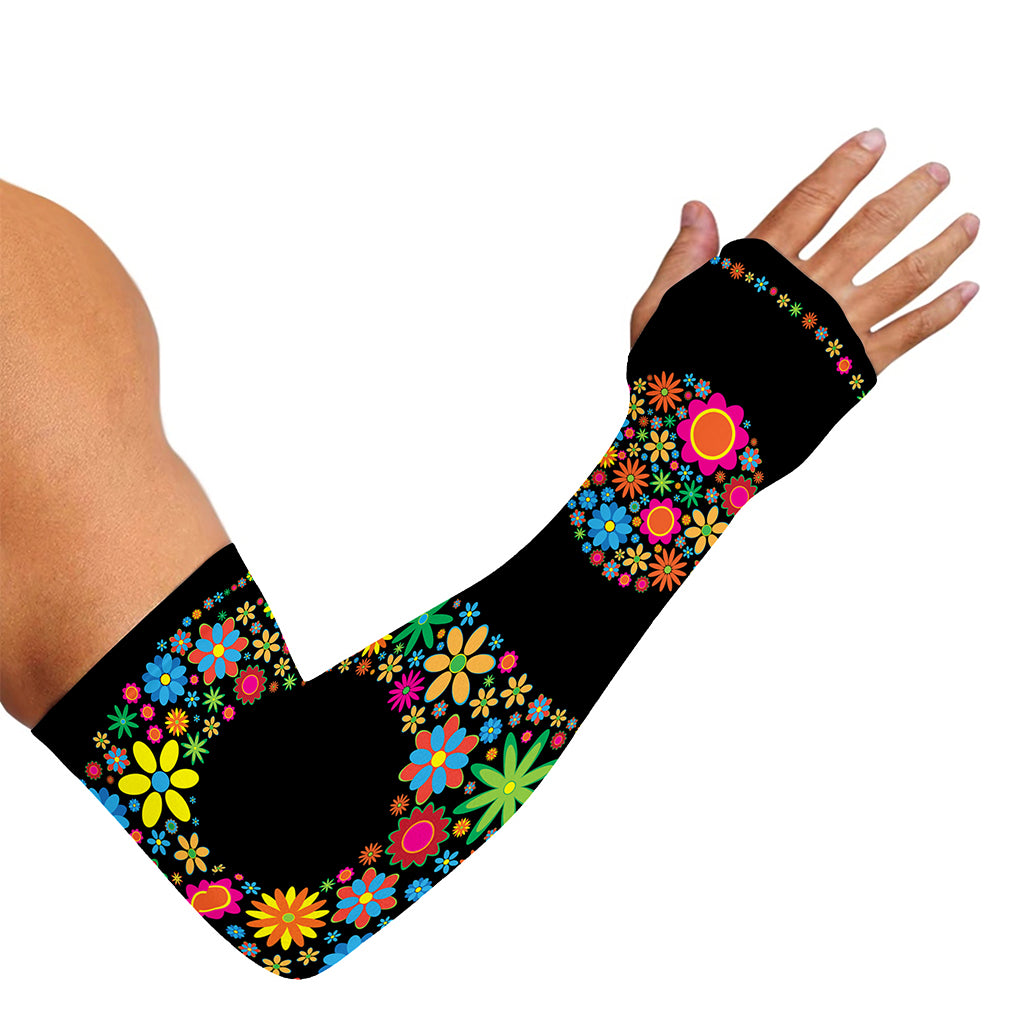 Colorful Flowers Yin Yang Print Sun Protection Arm Sleeves