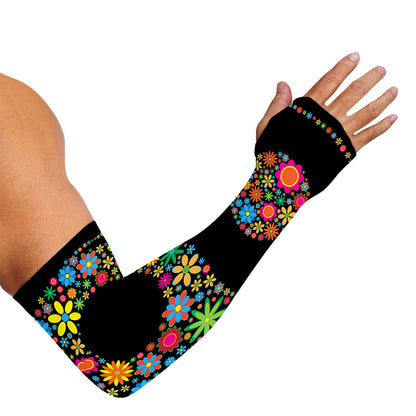 Colorful Flowers Yin Yang Print Sun Protection Arm Sleeves