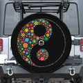 Colorful Flowers Yin Yang Print Tire Cover With Camera Hole