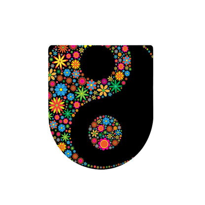 Colorful Flowers Yin Yang Print Toilet Lid Cover