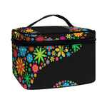 Colorful Flowers Yin Yang Print Travel Makeup Bag