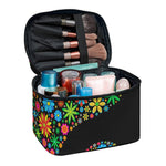 Colorful Flowers Yin Yang Print Travel Makeup Bag