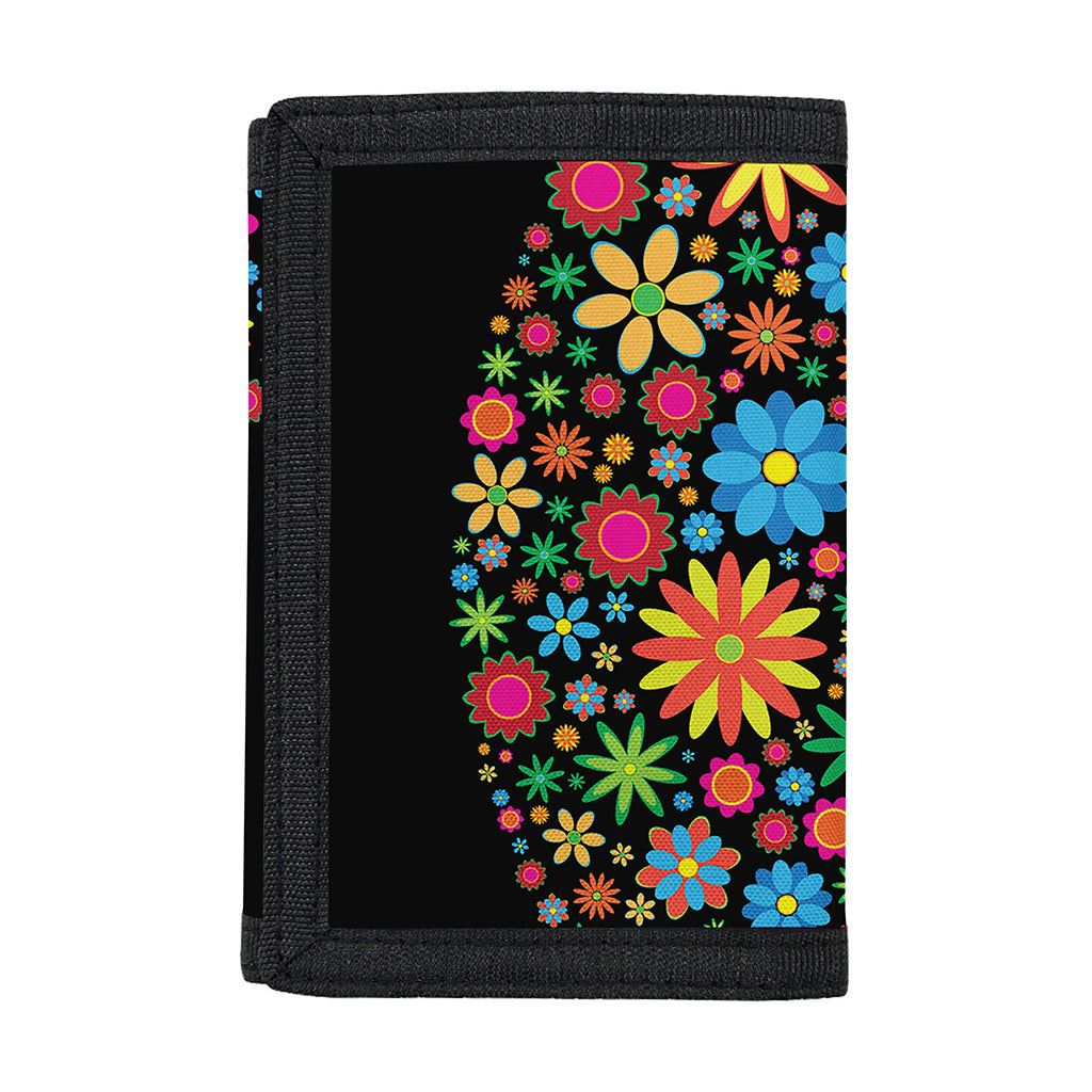 Colorful Flowers Yin Yang Print Trifold Wallet