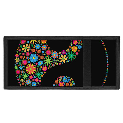 Colorful Flowers Yin Yang Print Trifold Wallet
