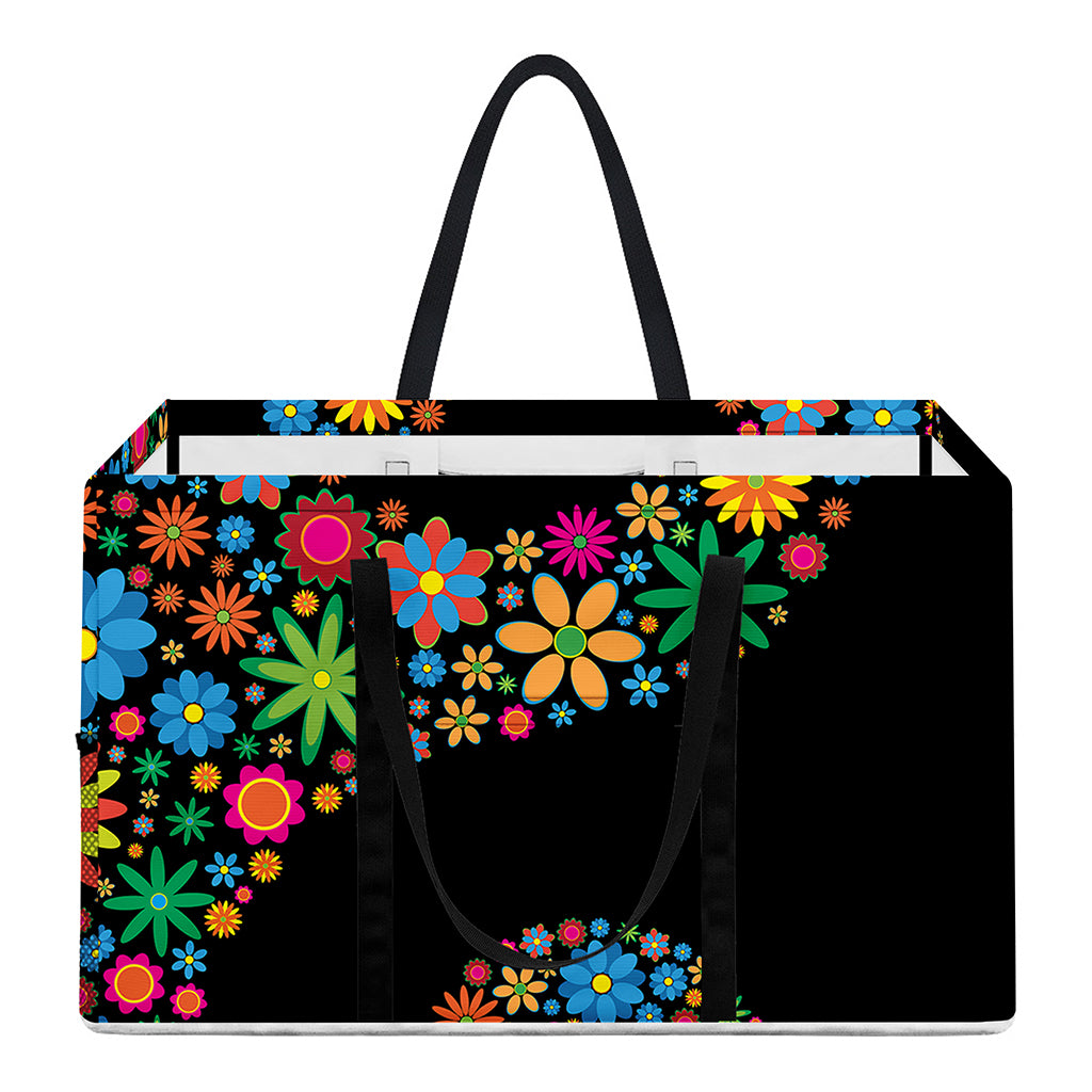 Colorful Flowers Yin Yang Print Utility Tote Bag
