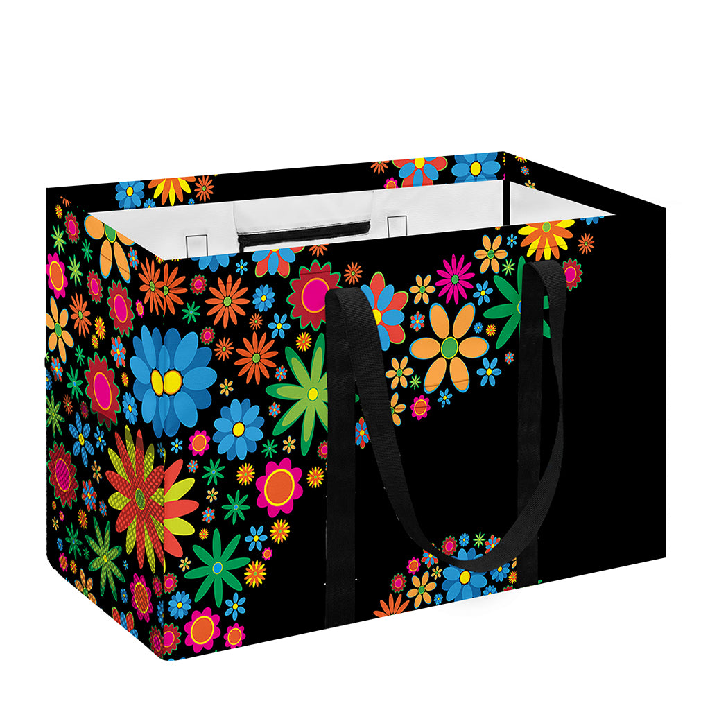 Colorful Flowers Yin Yang Print Utility Tote Bag