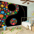 Colorful Flowers Yin Yang Print Wall Sticker