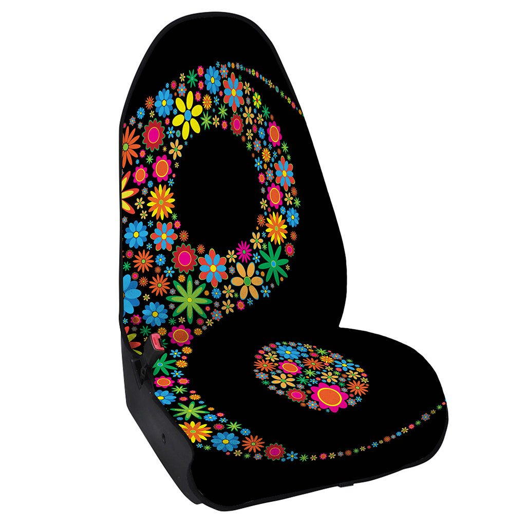 Colorful Flowers Yin Yang Print Waterproof Car Seat Cover