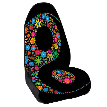 Colorful Flowers Yin Yang Print Waterproof Car Seat Cover