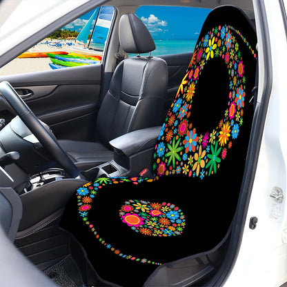 Colorful Flowers Yin Yang Print Waterproof Car Seat Cover