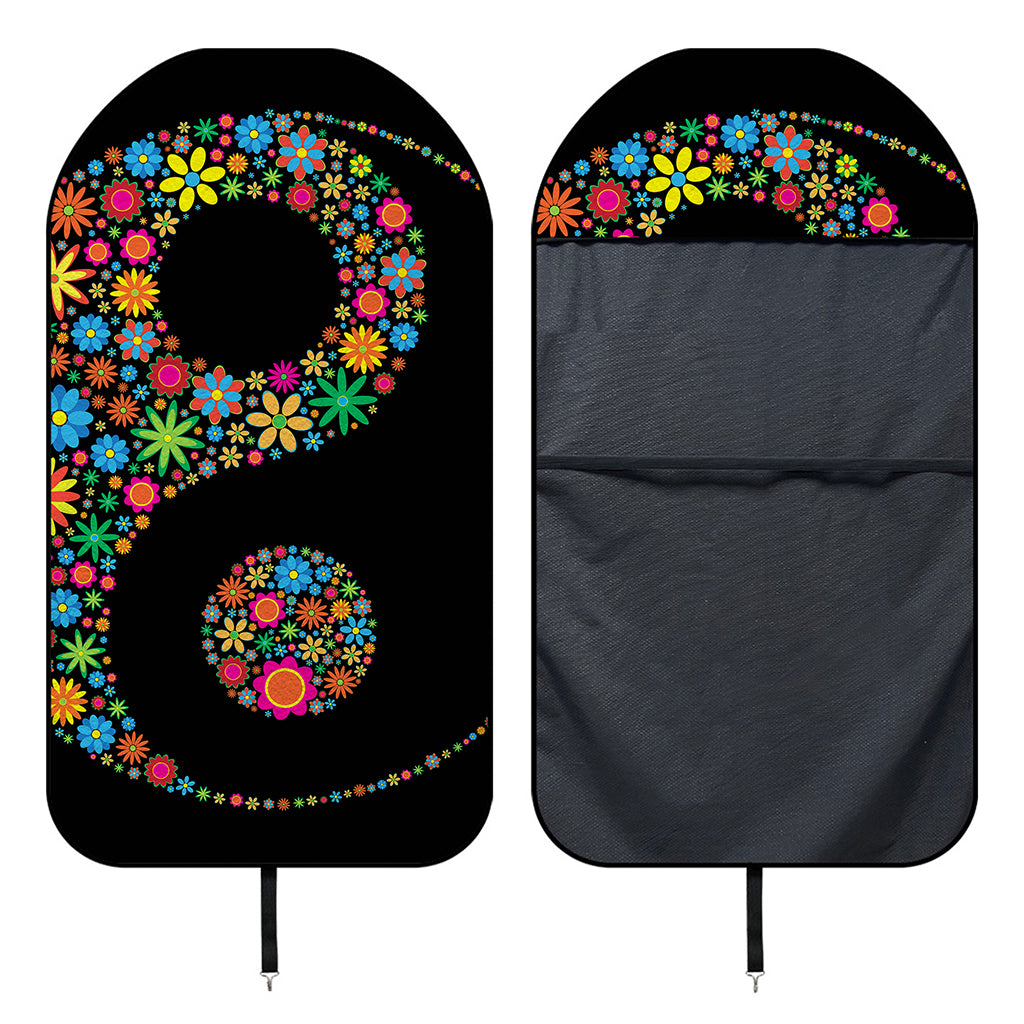 Colorful Flowers Yin Yang Print Waterproof Car Seat Cover