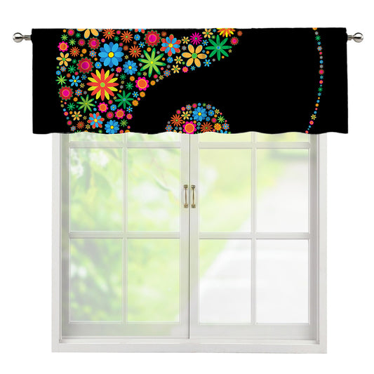 Colorful Flowers Yin Yang Print Window Valance