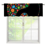Colorful Flowers Yin Yang Print Window Valance