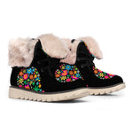 Colorful Flowers Yin Yang Print Winter Boots
