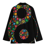 Colorful Flowers Yin Yang Print Women's Blazer